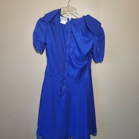 Vintage Brilliante By JA Women’s Blue Dress Sz P/S Beaded Scalloped Hem Lined - Picture 8 of 10